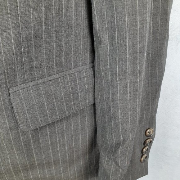 Traditionalist Men's Suit Jacket Blazer 2 Button Pockets Striped Brown Stone - Picture 5 of 9